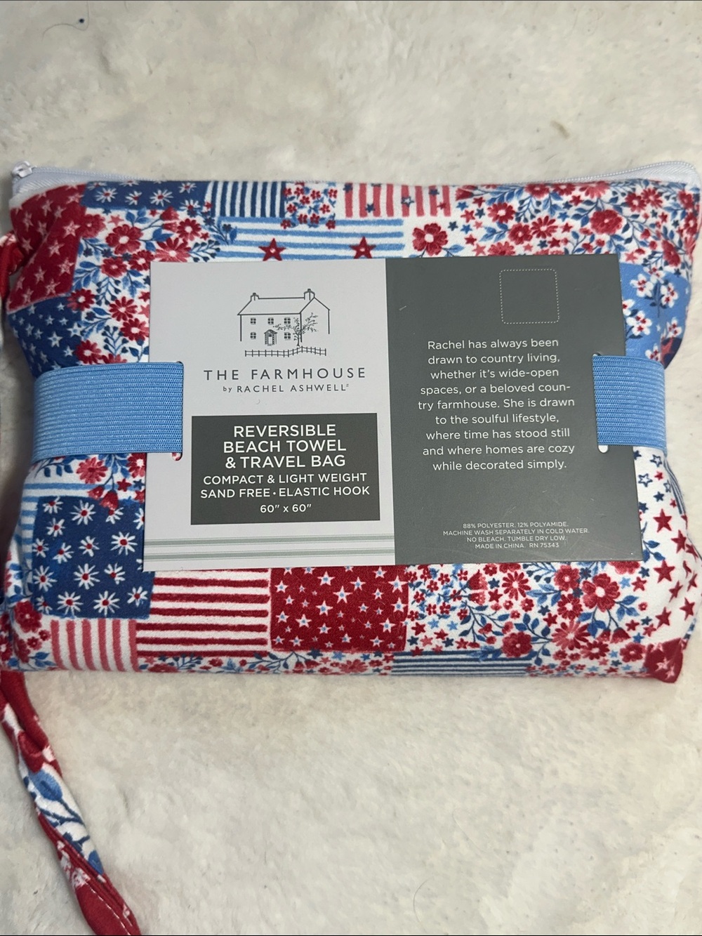 The farmhouse by Rachel Ashwell reverse beach towel and travel bag